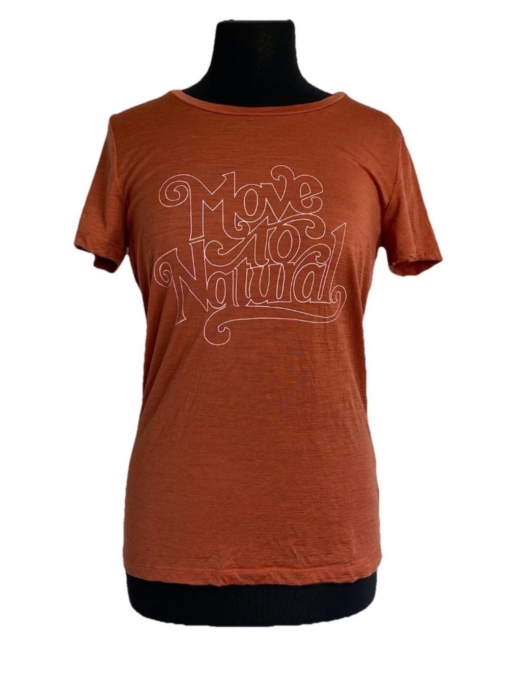 Icebreaker Move To Natural T Shirt Womens Small Orange 100% Merino Wool Top